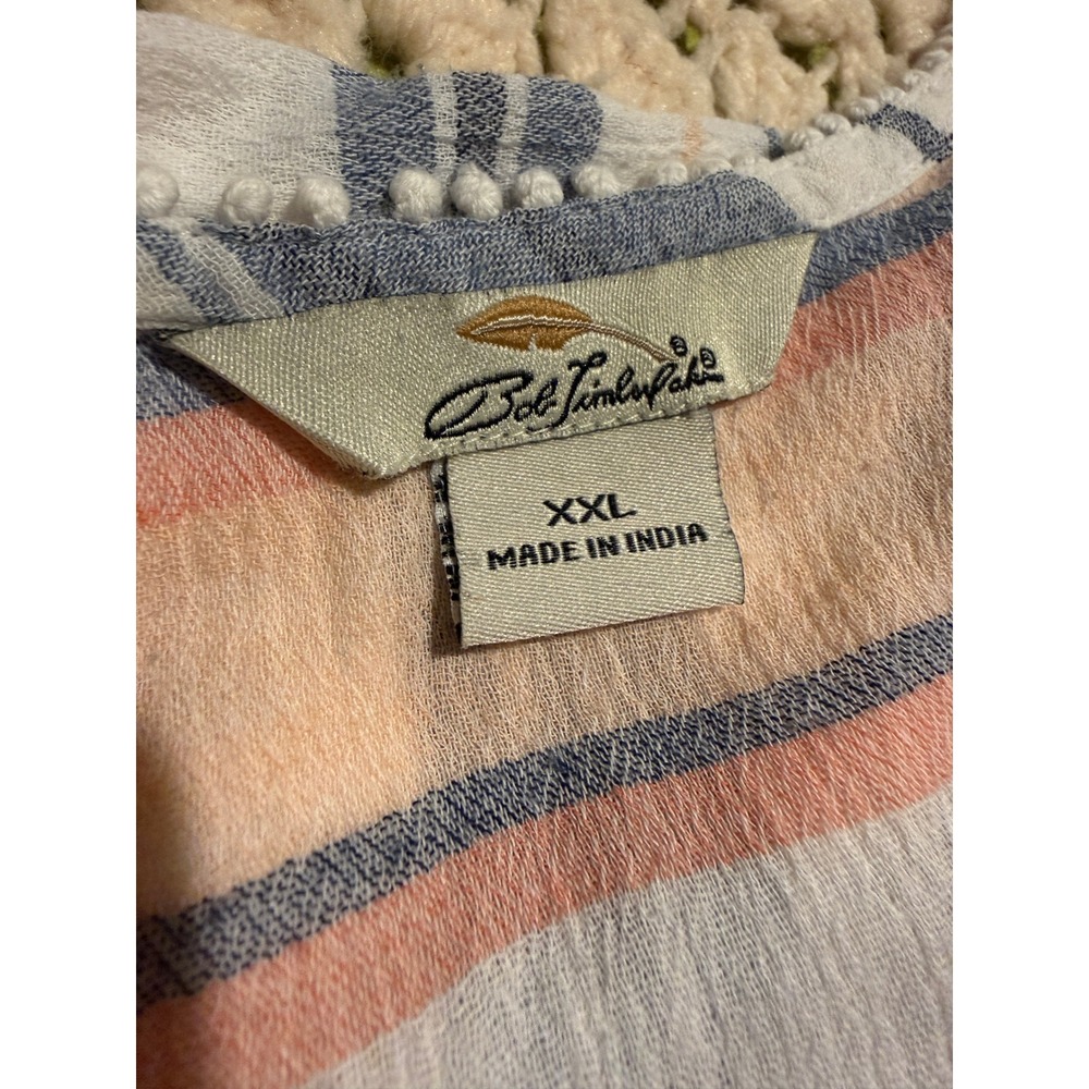 Bob Timberlake Sleeveless Top Women XXL Blue Peach Good Boho Striped Babydoll - Picture 3 of 9